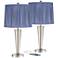 360 Lighting Geoff Silver and Blue Shades USB Table Lamps Set of 2