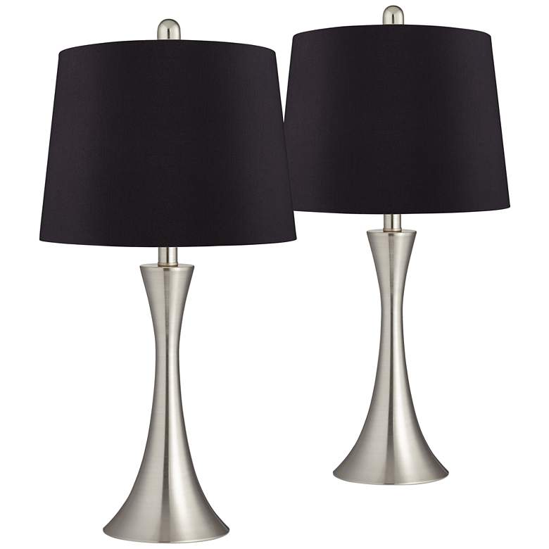 Image 1 360 Lighting Gerson 24 inch Black and Brushed Nickel LED Lamps Set of 2