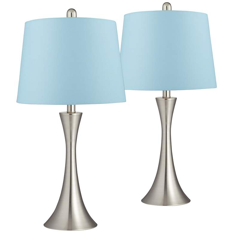 Image 1 360 Lighting Gerson 24 inch Brushed Nickel and Blue LED Lamps Set of 2