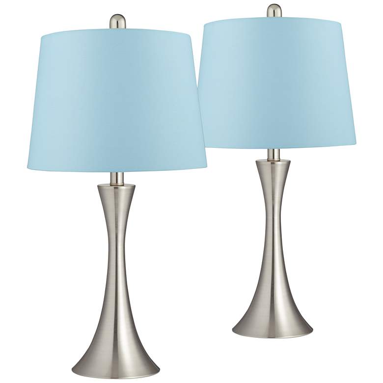 Image 1 360 Lighting Gerson 24" Brushed Nickel and Blue LED Lamps Set of 2