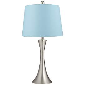 Image5 of 360 Lighting Gerson 24" Brushed Nickel and Blue LED Lamps Set of 2 more views