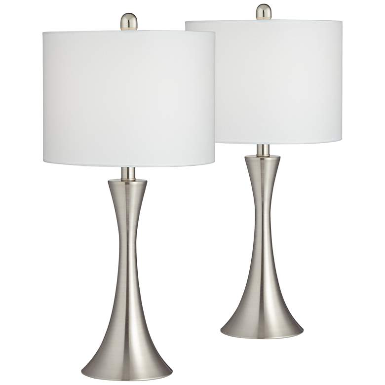 Image 2 360 Lighting Gerson Brushed Nickel LED Table Lamps with Dimmers Set of 2