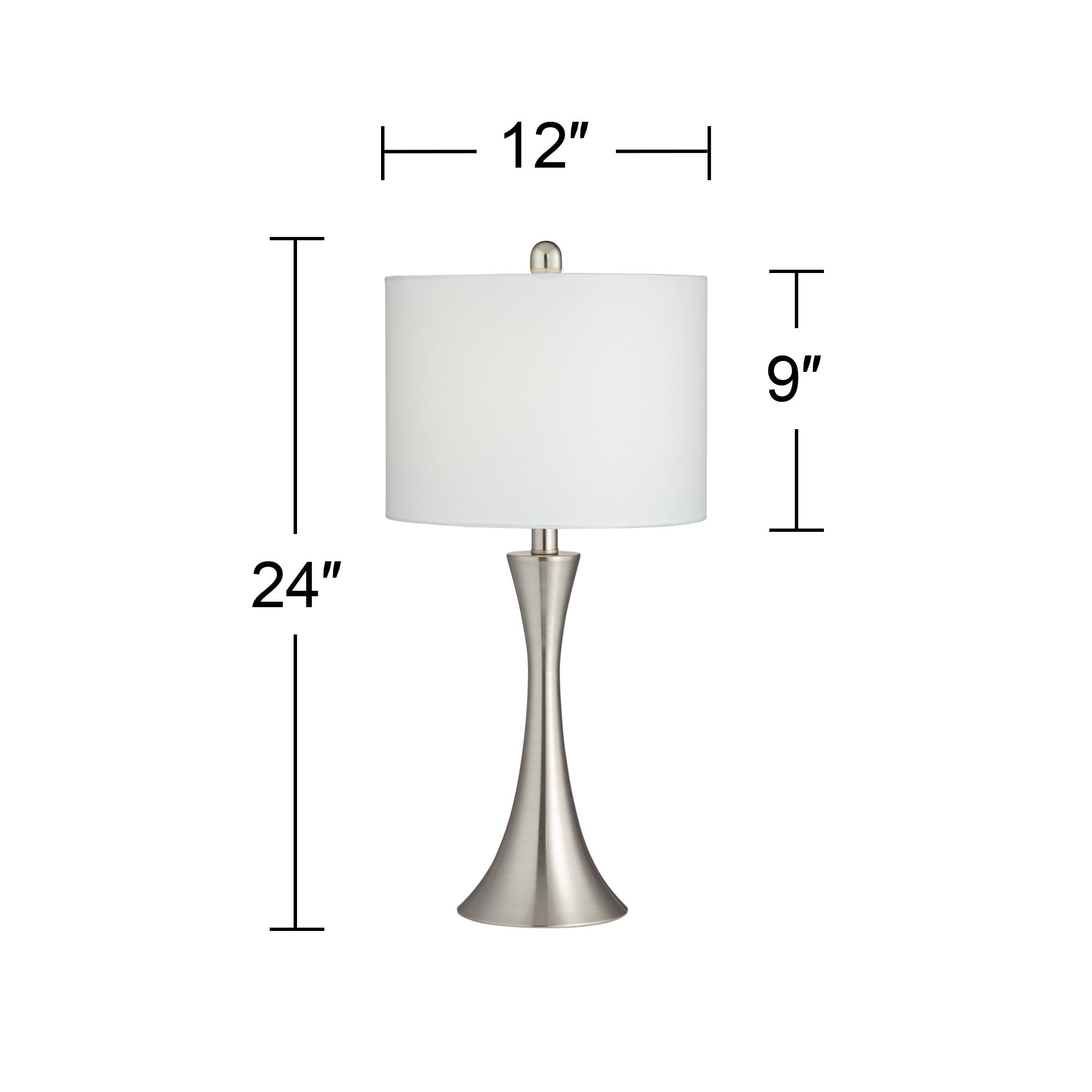 360 Lighting Gerson Brushed Nickel LED Table Lamps with Dimmers Set of 2