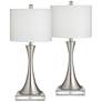 360 Lighting Gerson Nickel Table Lamps with Dimmers and Square Risers