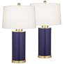 2_360 Lighting Gilson 24 5/8" Gold Blue Modern Ceramic Lamps Set of 2
