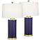 360 Lighting Gilson 24 5/8" Gold Blue Modern Ceramic Lamps Set of 2