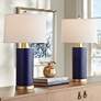 1_360 Lighting Gilson 24 5/8" Gold Blue Modern Ceramic Lamps Set of 2