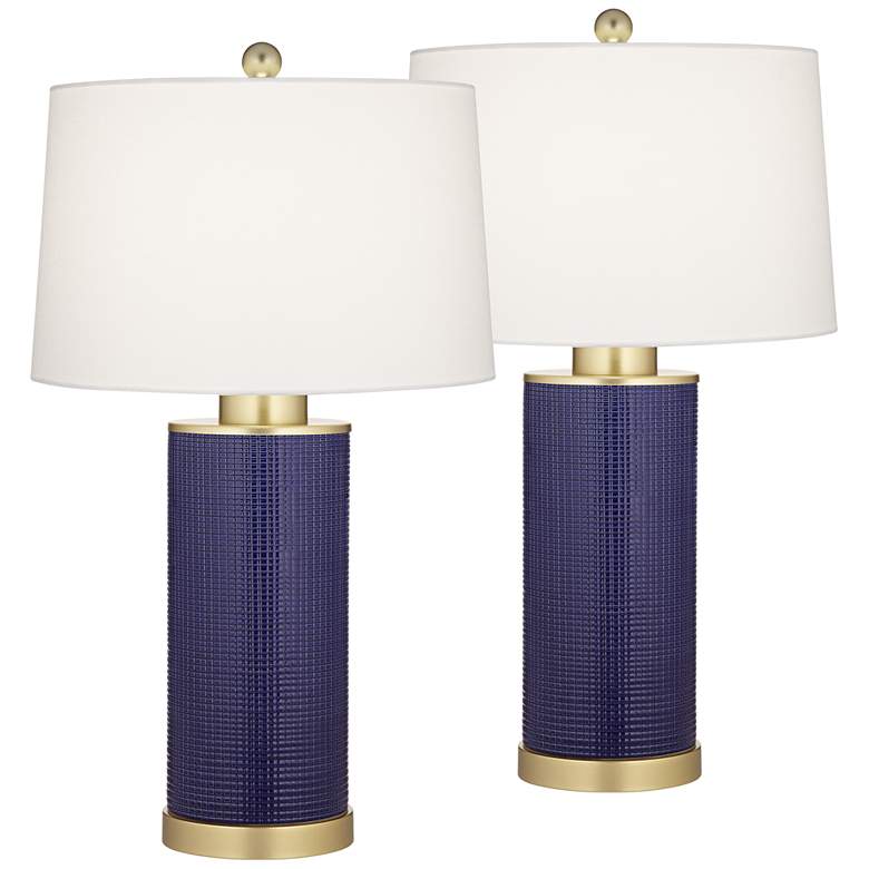 Image 2 360 Lighting Gilson Gold and Blue Modern Ceramic Table Lamps Set of 2