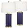 360 Lighting Gilson Gold and Blue Modern Ceramic Table Lamps Set of 2