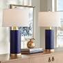 360 Lighting Gilson Gold and Blue Modern Ceramic Table Lamps Set of 2
