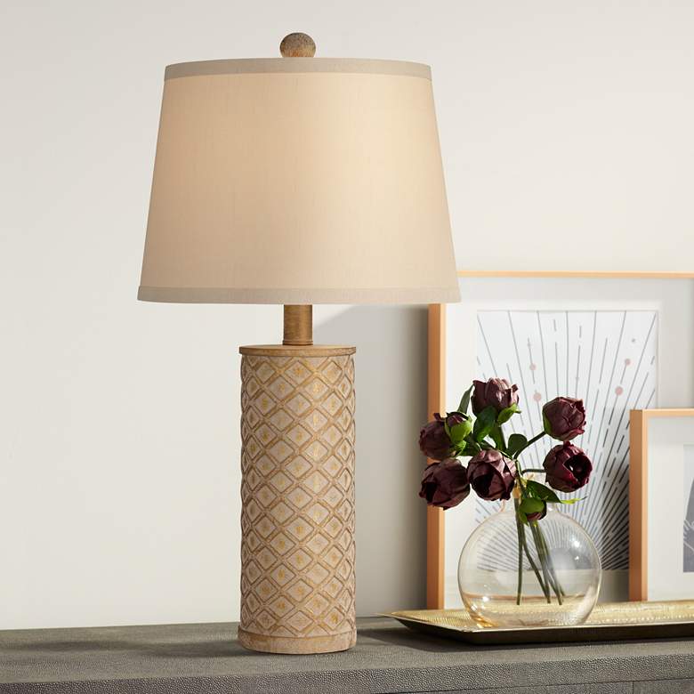 Image 1 360 Lighting Gisele 24" High Gold Wash Lattice Column Table Lamp