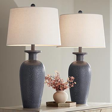 360 Lighting Glenwood 28" Charcoal Gray Table Lamps Set of 2