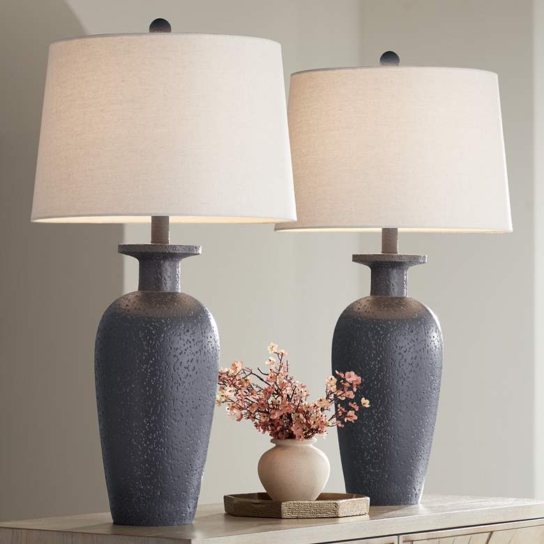 Image 1 360 Lighting Glenwood 28" Charcoal Gray Table Lamps Set of 2
