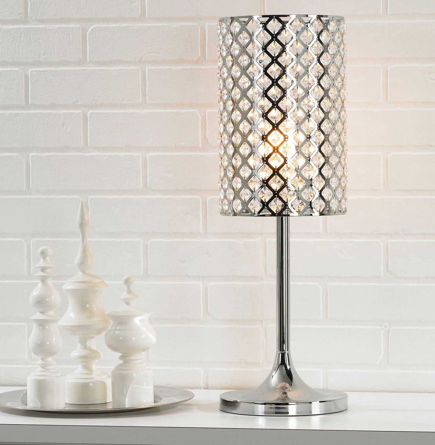 Chrome and best sale crystal table lamps