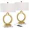 360 Lighting Gold Ring USB Table Lamps Set of 2 with Clear Acrylic Risers