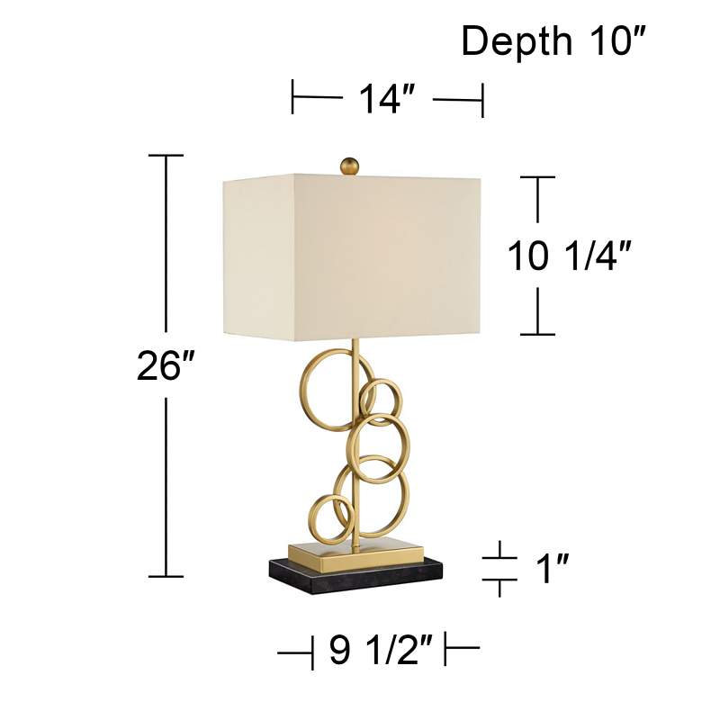 Image 7 360 Lighting Gold Rings 26 inch High Table Lamp with Black Marble Riser more views