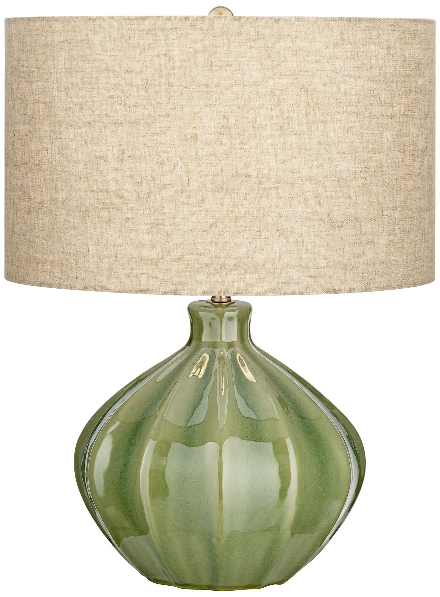 360 Lighting Gordy 20 1/2" Green Ribbed Ceramic Table Lamp with Dimmer