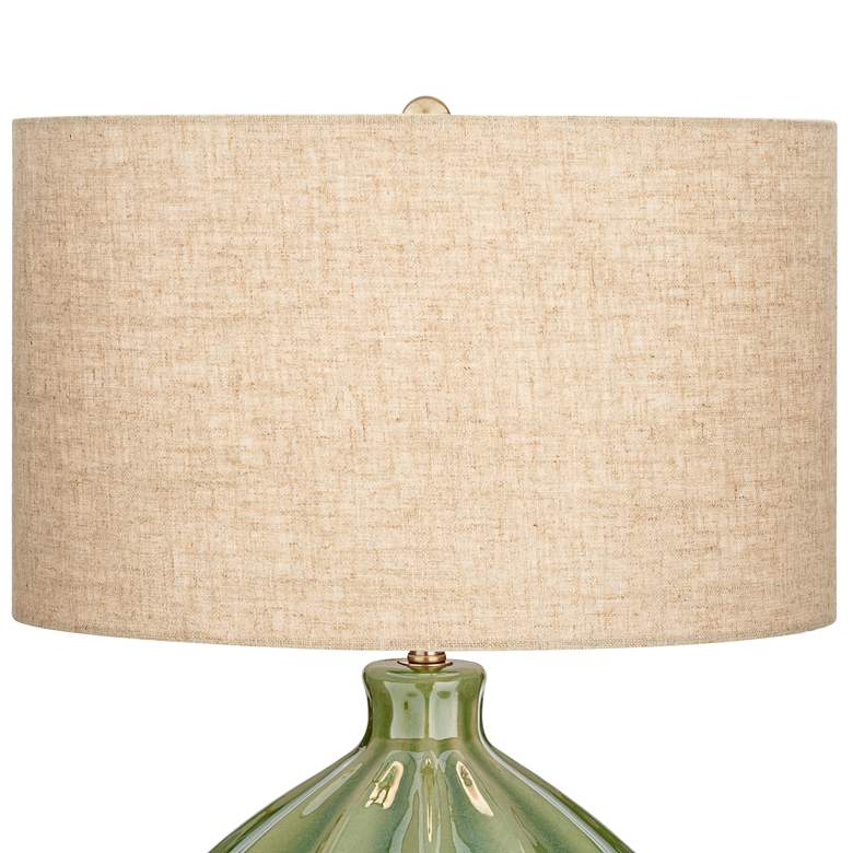 Image 4 360 Lighting Gordy 20 1/2 inch Green Ribbed Ceramic Table Lamp with Dimmer more views