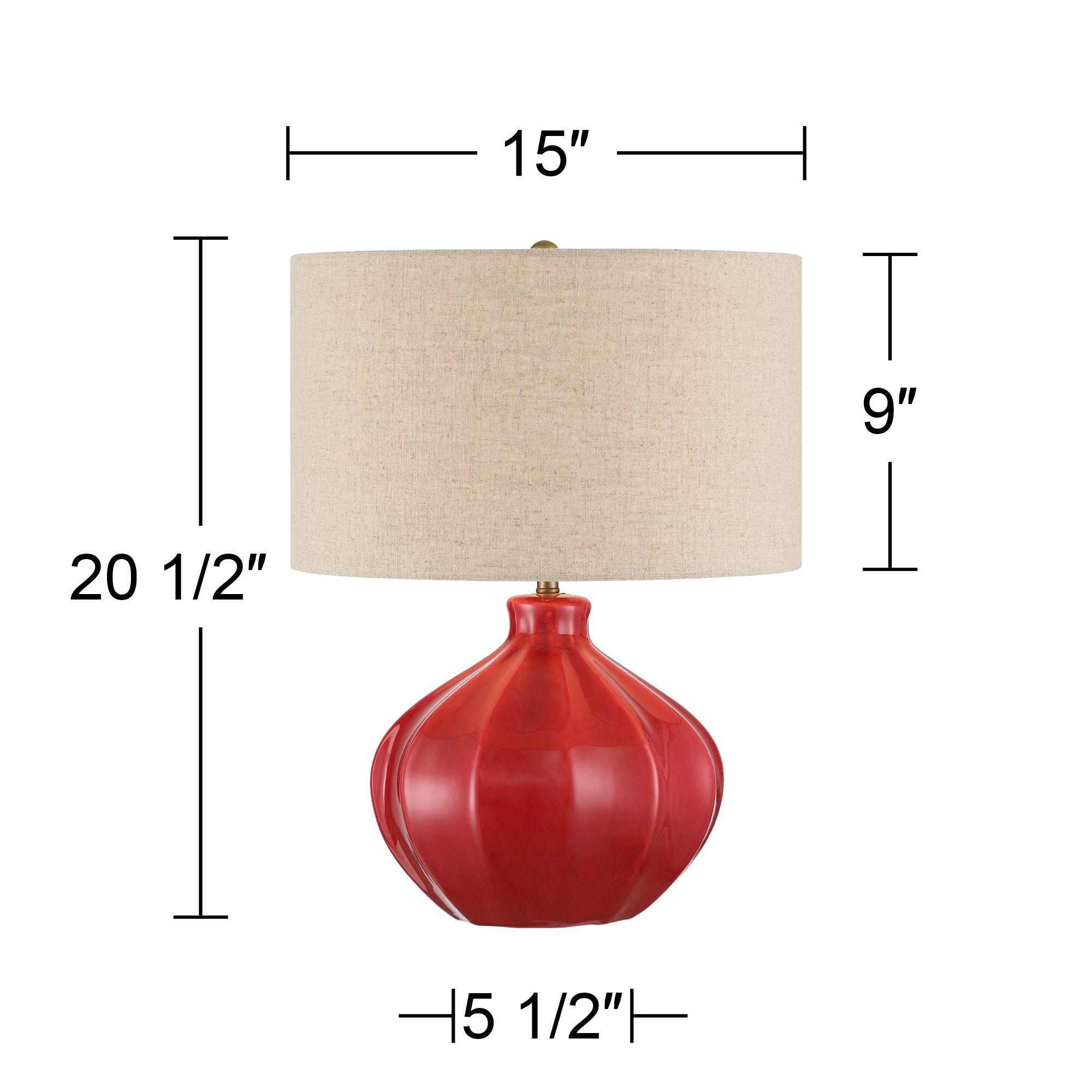 360 Lighting Gordy 20 1/2" Mid-Century Modern Red Ceramic Table Lamp