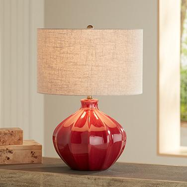360 Lighting Gordy 20 1/2" Mid-Century Modern Red Ceramic Table Lamp