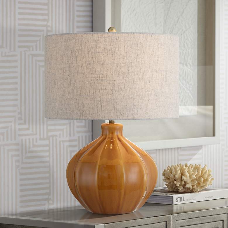 Image 1 360 Lighting Gordy 21" High Spice Brown Ceramic Table Lamp