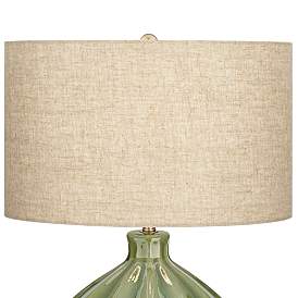 Image3 of 360 Lighting Gordy Green Ribbed Ceramic Table Lamp With Black Round Riser more views