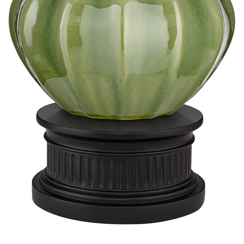 Image 5 360 Lighting Gordy Green Ribbed Ceramic Table Lamp With Black Round Riser more views