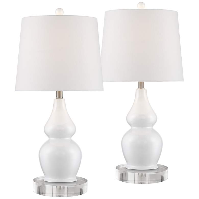 Image 1 360 Lighting Gourd 26 1/2" White Ceramic Lamps Set with Acrylic Risers