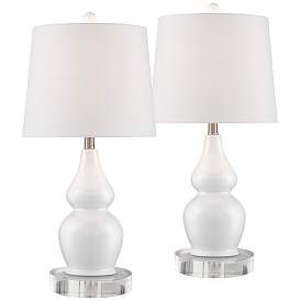 Image1 of 360 Lighting Gourd 26 1/2" White Ceramic Lamps Set with Acrylic Risers