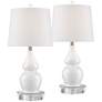360 Lighting Gourd 26 1/2" White Ceramic Lamps Set with Acrylic Risers