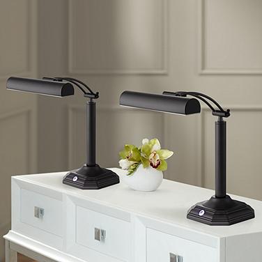 360 Lighting Grady Adjustable Height LED Piano Desk Lamps Set of 2