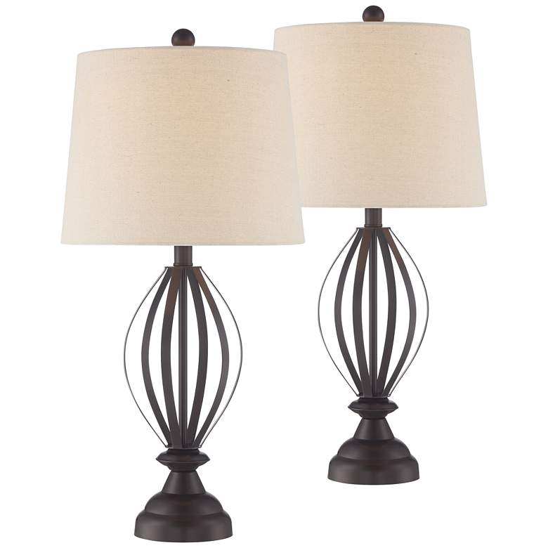 Image 2 360 Lighting Grant 26 1/2" Metal Open Cage Table Lamps Set of 2