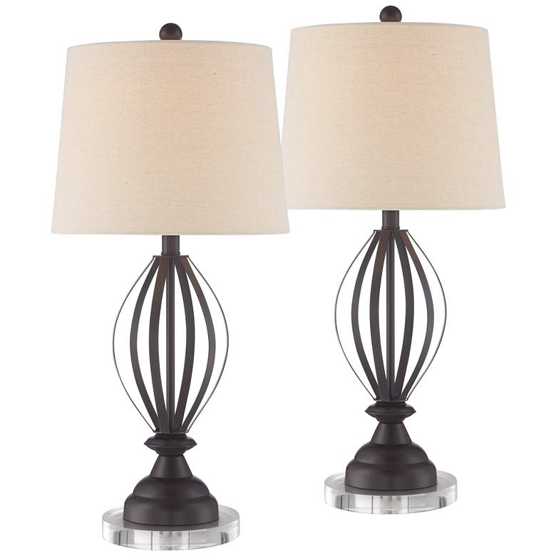 Image 1 360 Lighting Grant 27 1/2 inch Metal Cage Table Lamps with Acrylic  Risers