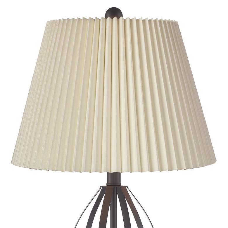 Image 2 360 Lighting Grant Open Cage Table Lamps with Linen Pleat Shades Set of 2 more views
