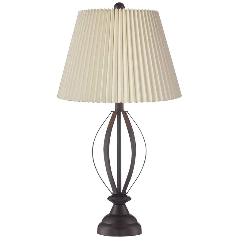 Image 6 360 Lighting Grant Open Cage Table Lamps with Linen Pleat Shades Set of 2 more views