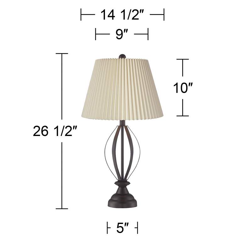 Image 7 360 Lighting Grant Open Cage Table Lamps with Linen Pleat Shades Set of 2 more views