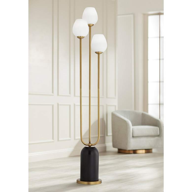 Image 1 360 Lighting Grayson Black and Gold 3-Light Pole Floor Lamp