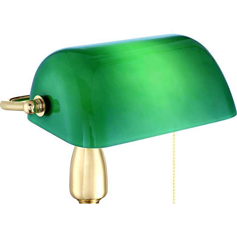 Image 3 360 Lighting Hammond 14" High Green Glass and Brass Bankers Table Lamp more views