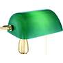 3_360 Lighting Hammond 14" High Green Glass and Brass Bankers Table Lamp more views