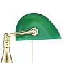 360 Lighting Hammond 14" High Green Glass and Brass Bankers Table Lamp