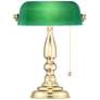 360 Lighting Hammond 14" High Green Glass and Brass Bankers Table Lamp