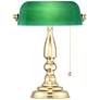 6_360 Lighting Hammond 14" High Green Glass and Brass Bankers Table Lamp more views