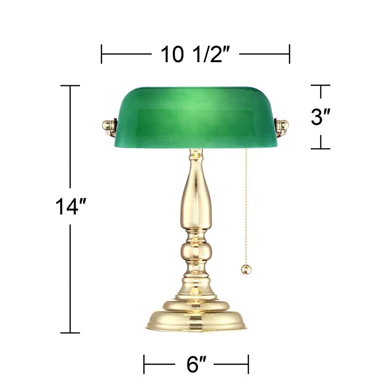 Image 7 360 Lighting Hammond 14" High Green Glass and Brass Bankers Table Lamp more views