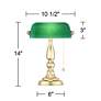 360 Lighting Hammond 14" High Green Glass and Brass Bankers Table Lamp