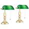 360 Lighting Hammond 14" Polished Brass Bankers Desk Lamps Set of 2