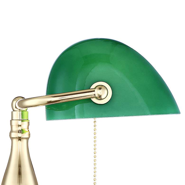 Image 4 360 Lighting Hammond 14" Polished Brass Bankers Desk Lamps Set of 2 more views