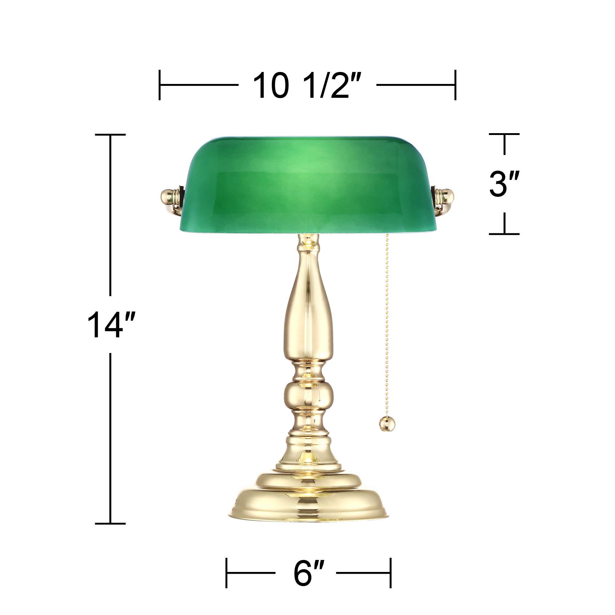 360 Lighting Hammond 14" Polished Brass Bankers Desk Lamps Set of 2