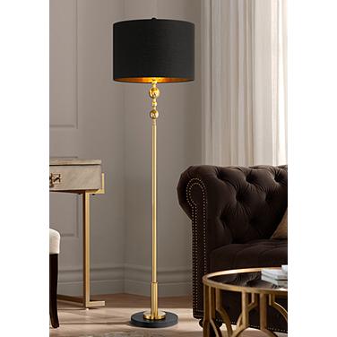 360 Lighting Harlowe 63" High Black and Gold Floor Lamp
