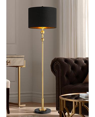 360 Lighting Harlowe 63" High Black and Gold Floor Lamp