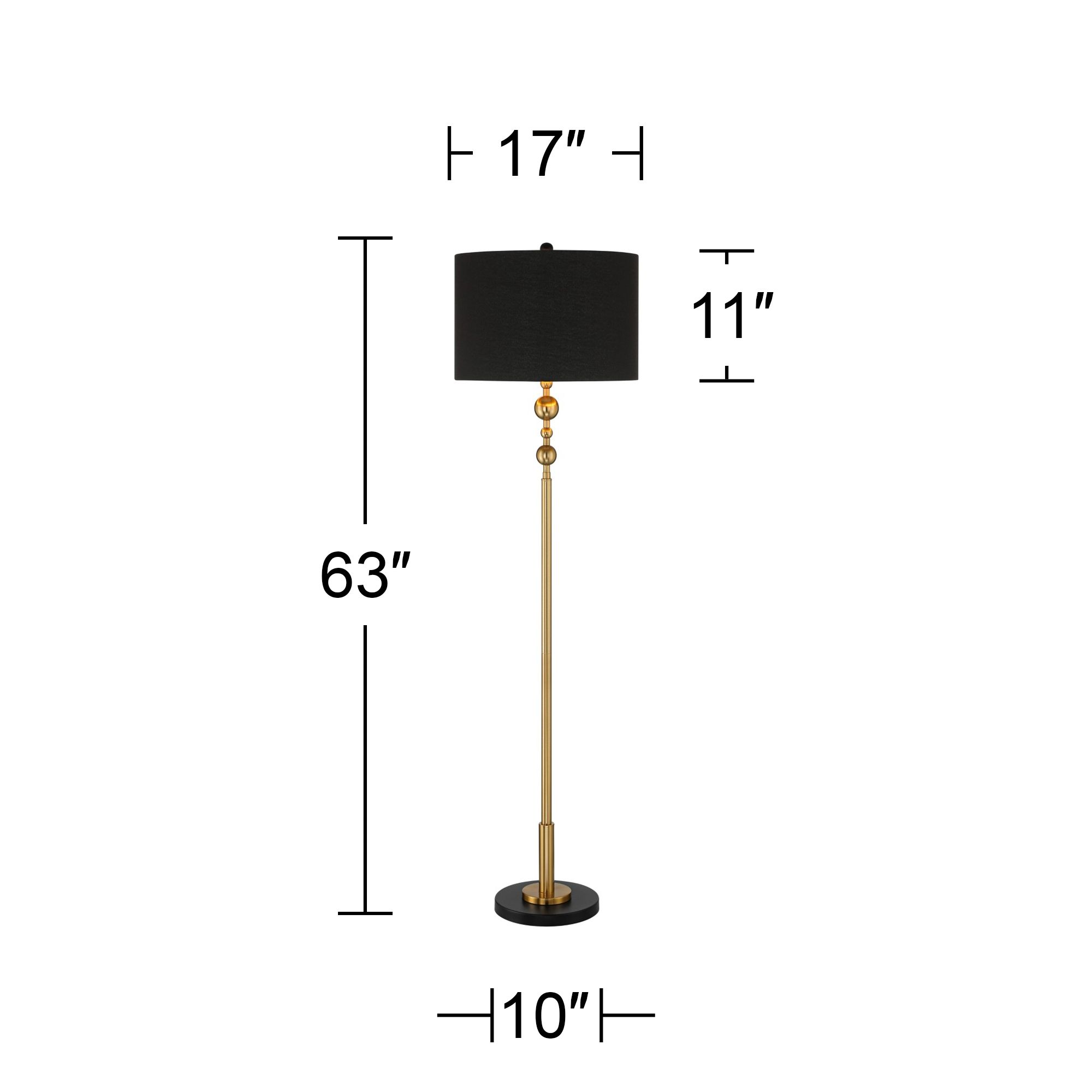 360 Lighting Harlowe 63" High Black and Gold Floor Lamp in scene